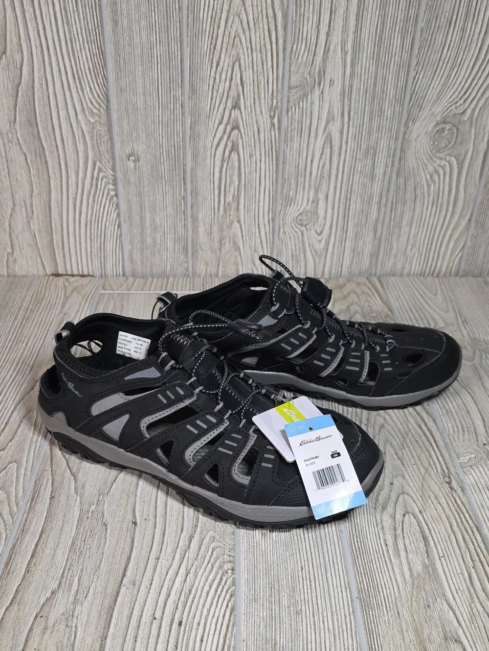 Eddie Bauer Eastport Bungee Lace Black Water Shoes Mens Size 9M NWT